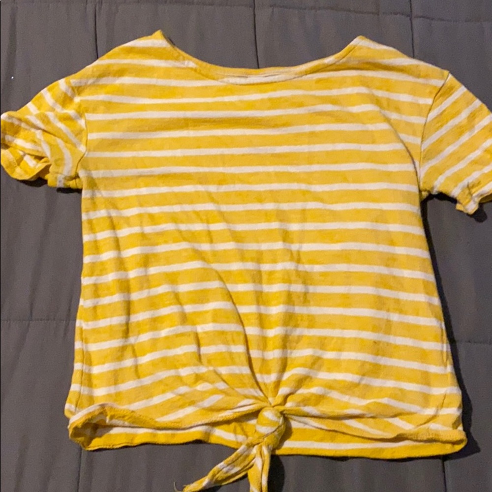 Yellow and white stripped T shirt